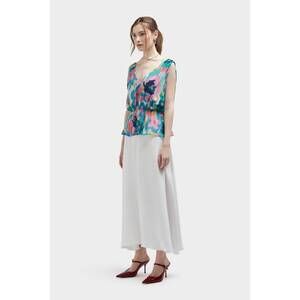 NEW CARESTE carli pleated peplum top in summer majesty